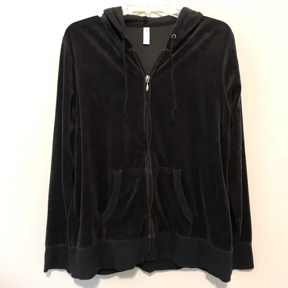 Gap Body Velour Black Zip up Sweater with Hood - Picture 1 of 7